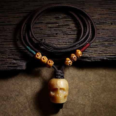 Buddha Stones Tibetan Camel Bone Skull Protection Necklace Pendant