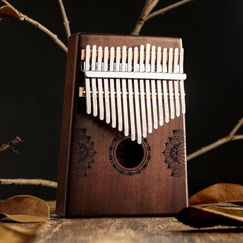 Buddha Stones Kalimba 17/21 Keys Thumb Piano Lotus Design Portable Finger Piano