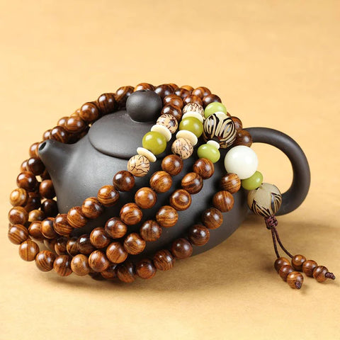 Buddha Stones Tibetan Rosewood Mala Protection Calm Bracelet