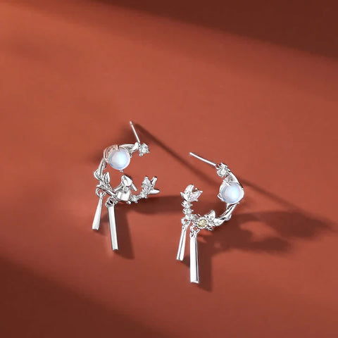 Buddha Stones 925 Sterling Silver Year of the Rabbit Moonstone Moon Flower Pattern Necklace Pendant Bracelet Earrings