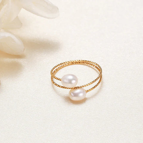 Pearl Happiness Wealth Double Single Ring