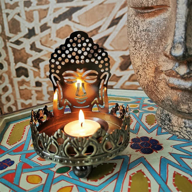 Prayer Altar Swastika Lotus Flower Buddha Candle Holder Meditation Buddhist Temple Rituals Use Items