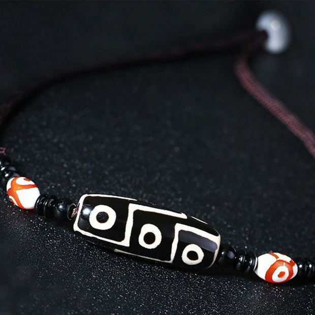 Tibetan Nine-Eye Dzi Bead Protection String Necklace