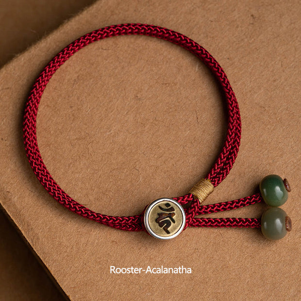 Red String Chinese Zodiac Bracelet With Silver Beads