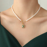 Pearl Zircon Wealth Charm Necklace Pendant