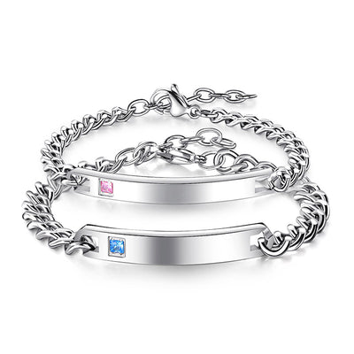 Titanium Steel Crystal Blessing Couple Chain Bracelet