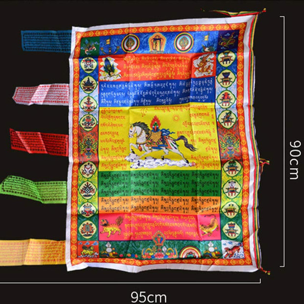 Tibetan Colorful Windhorse Protection Outdoor Prayer Flag Decoration