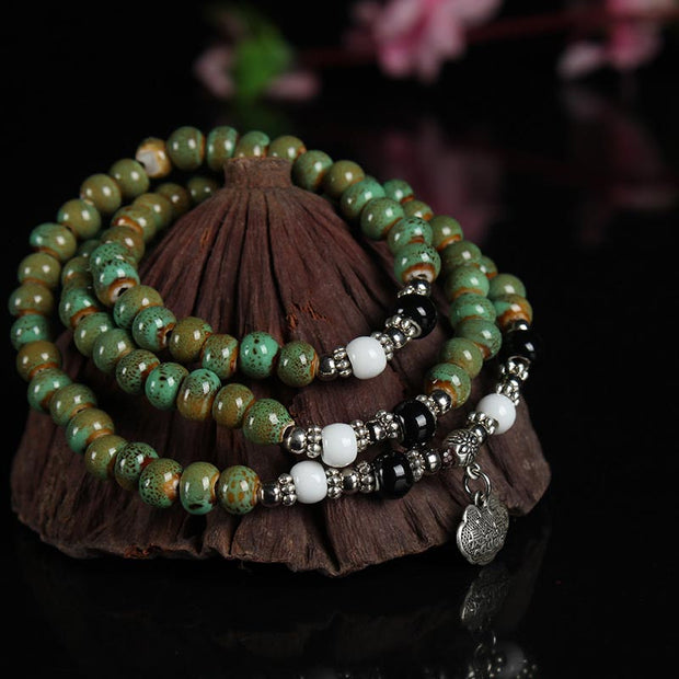 Buddha Stones Kiln-Change Glaze Ceramic Healing Necklace Bracelet ...