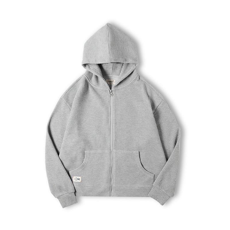 Amekaji Loose Gray Waffle Hoodies – myMUCHO