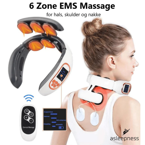 Elegant 6 Zone EMS massage til nakke, skulder og hals med varme, ems og akupunktur i hvid