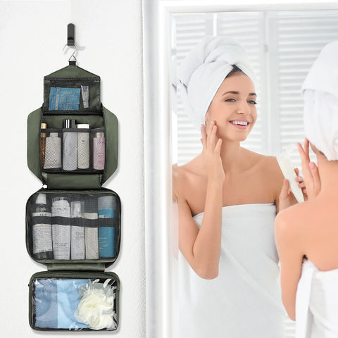 Foldbar toilettaske til makeup, toiletartikler og mange andre personlige sager