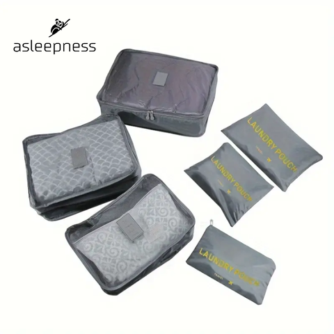 Praktisk Rejsetaske og pakkeposer til kuffert 6 dele i grå