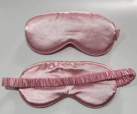 Silke satin sovemaske, øjenmaske og ansigtsmaske i pink