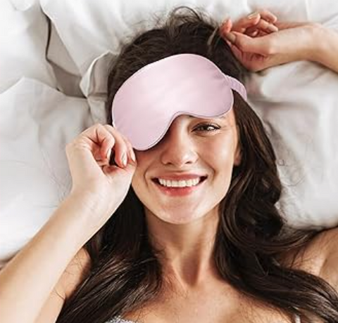 Moderne og klassisk Silke satin sovemaske, øjenmaske og ansigtsmaske i pink