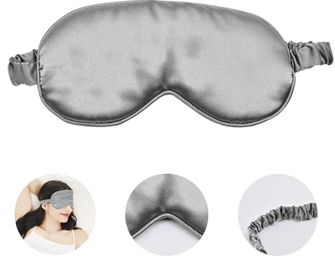 Praktisk Silke satin øjenmaske, sovemaske og ansigtsmaske i sølv grå