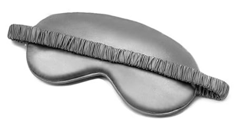 Silke satin øjenmaske, sovemaske og ansigtsmaske i sølv grå
