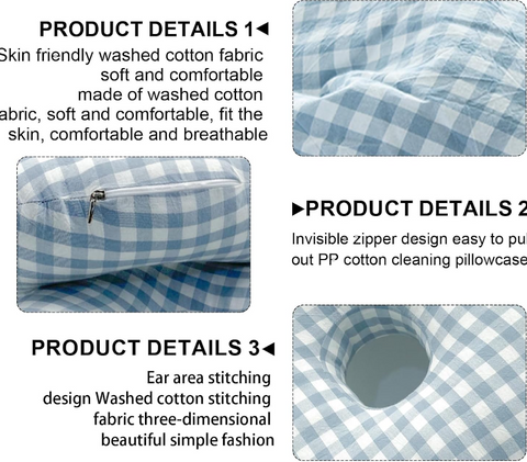 Kvalitet cotton Sidepude, nakkepude og sovepude i blåternet mønster