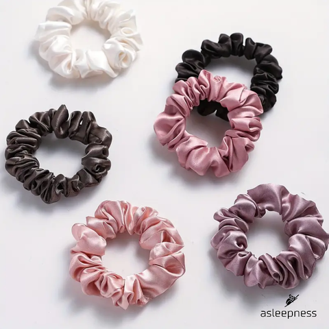 Krom farvede Silke satin hårelastik, hårbånd og hårpynt i sort, brun, lilla, hvid, pink og rosa
