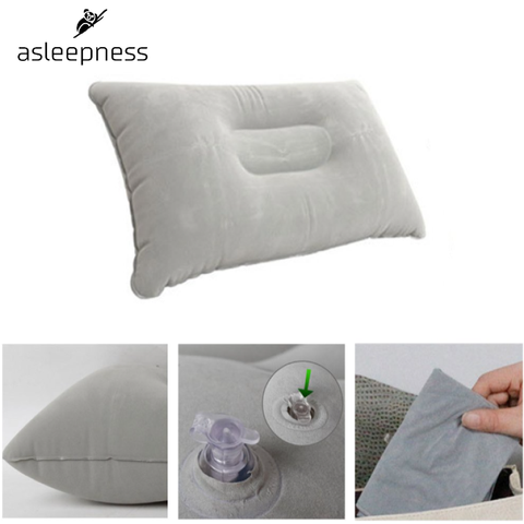 Komfortabel Ergonomisk oppustelig rejsepude, støttepude og sovepude i grå