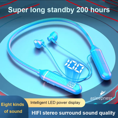 Funktionelt Halsbånd headset og høretelefon til sport og søvn i  sort med 100 timers spilletid