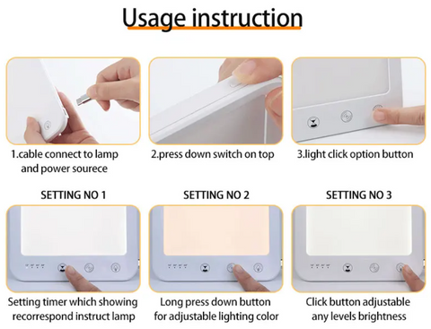 Brugsvejledning i LED sollampe og lysterapi lampe i hvid med lysstyrke 10000 LUX
