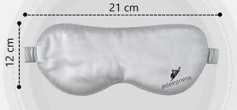 Silver øjenmaske og sovemaske med mål 12x21