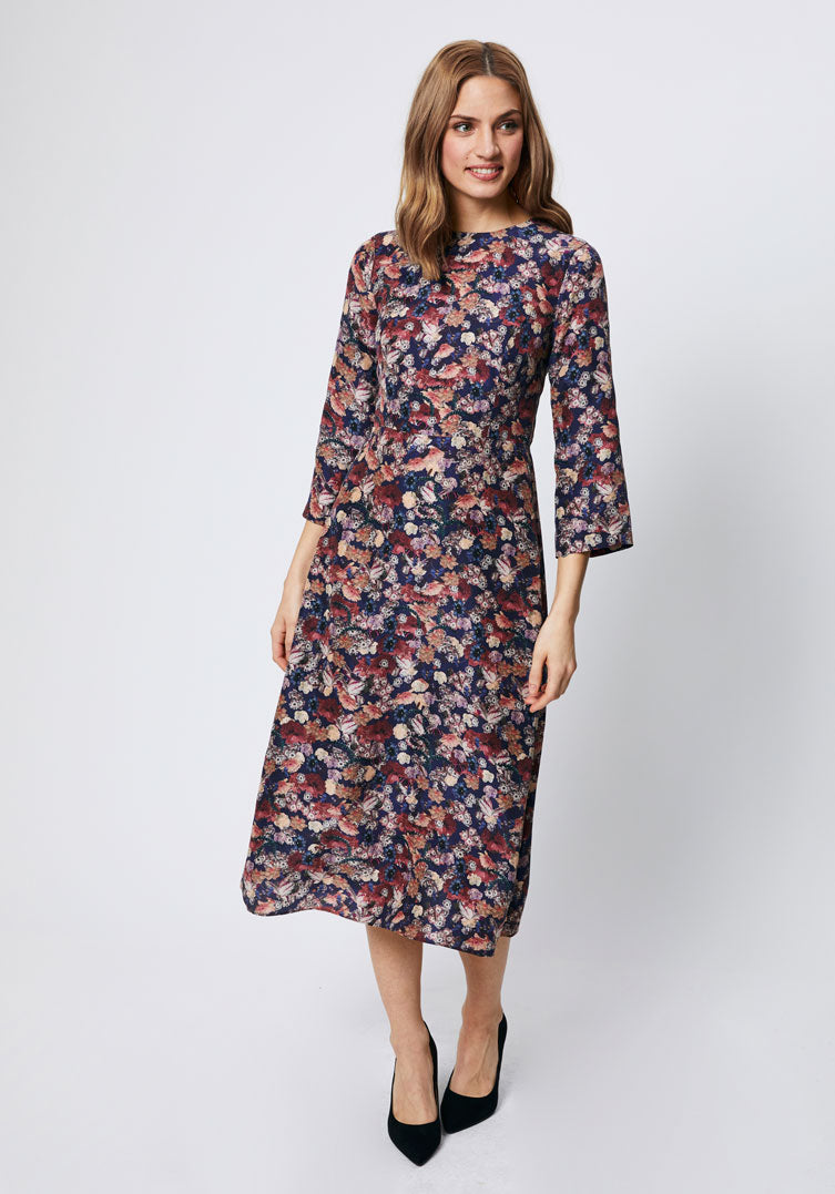 autumn floral midi dress