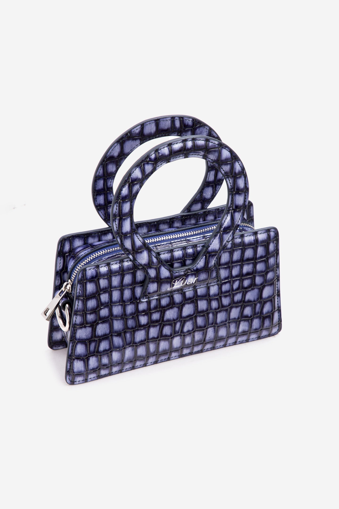 Luar Ana Mini Croc Embossed Leather Top Handle Bag