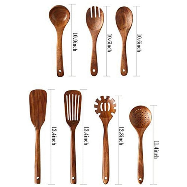 8-Piece Non-Stick Wooden Handle Silicone Kitchen Utensils Set – The House  Need