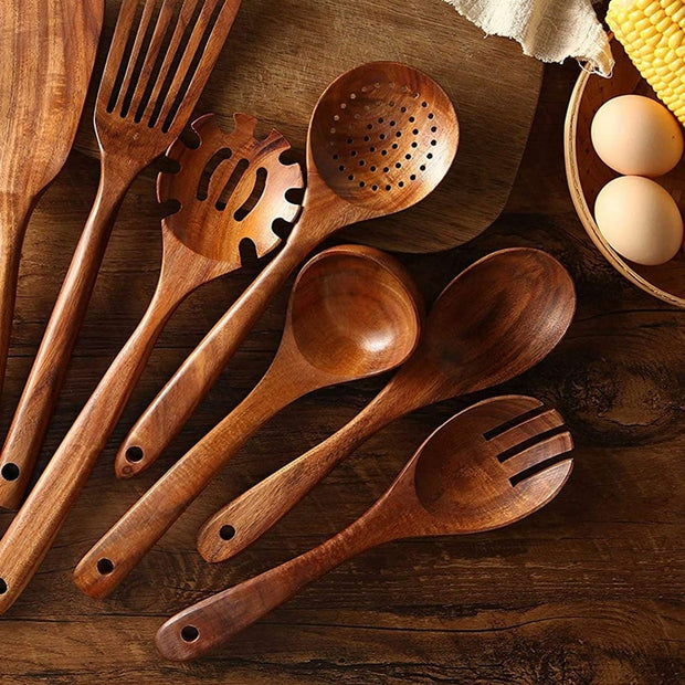 9 Piece Teak Wood Kitchen Tool Set – Terra Powders