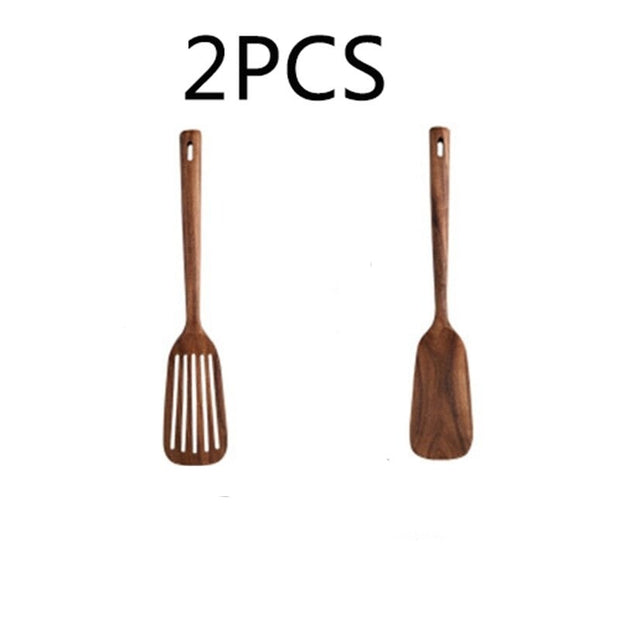 8-Piece Non-Stick Wooden Handle Silicone Kitchen Utensils Set – The House  Need