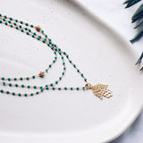 Hamsa Hand Gold and Turquoise Necklace - Finders & Makers