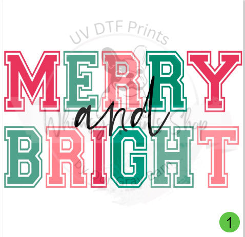 Merry and Bright - UV DTF Decal Transfer