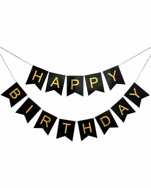 Happy Birthday Banner Black & Gold – A Little Whimsy