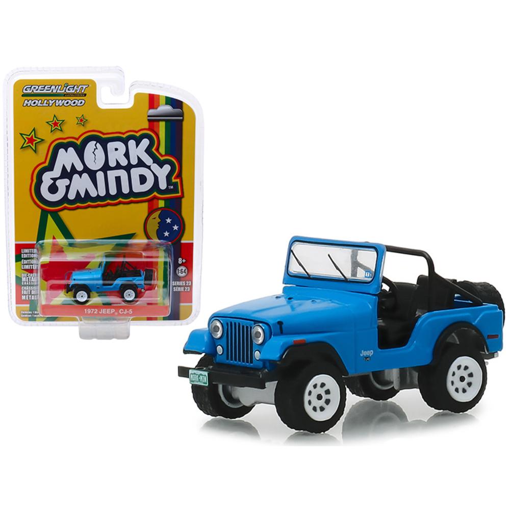 1972 Jeep CJ-5 Blue Mork and Mindy (1978-1982) TV Series Hollywood Series Release 23 1/64 Diecast Model Car by Greenlight 44830A