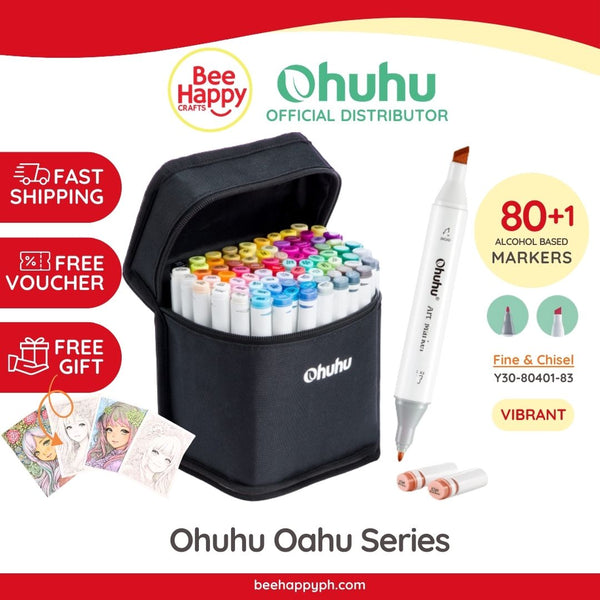 Ohuhu Oahu 200 Colors Dual Tips Alcohol Art Markers Fine & Chisel Y30