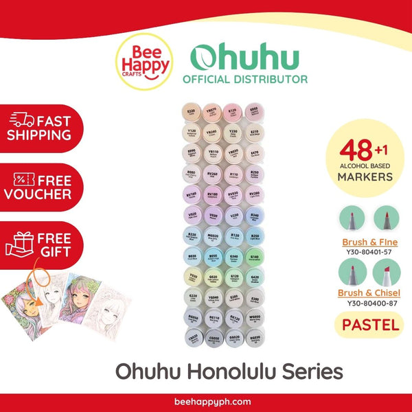 Ohuhu Honolulu New 48 Pastel Colors Dual Tips Alcohol Art Markers - Bl