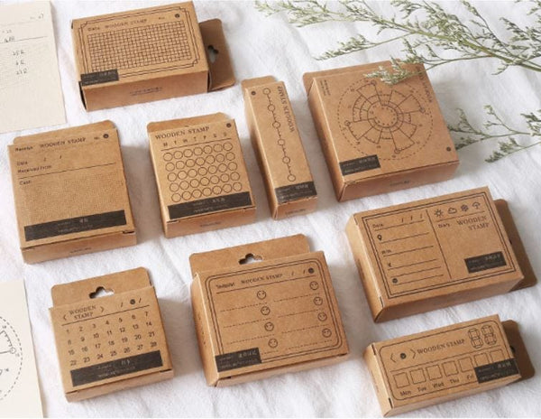 18 Pieces Bullet Journal Stamps, Decorative Rubber Stamp Set