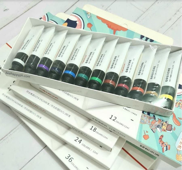 Gouache Paint Set 12/24 Colors 12ml Aluminum Tubes Beginners Aquarela  Painting Art Supplies Students paint creative Gifts