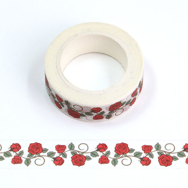 Washi Tape Rose Gold Metallic Abstract Floral Copper Pattern 10m