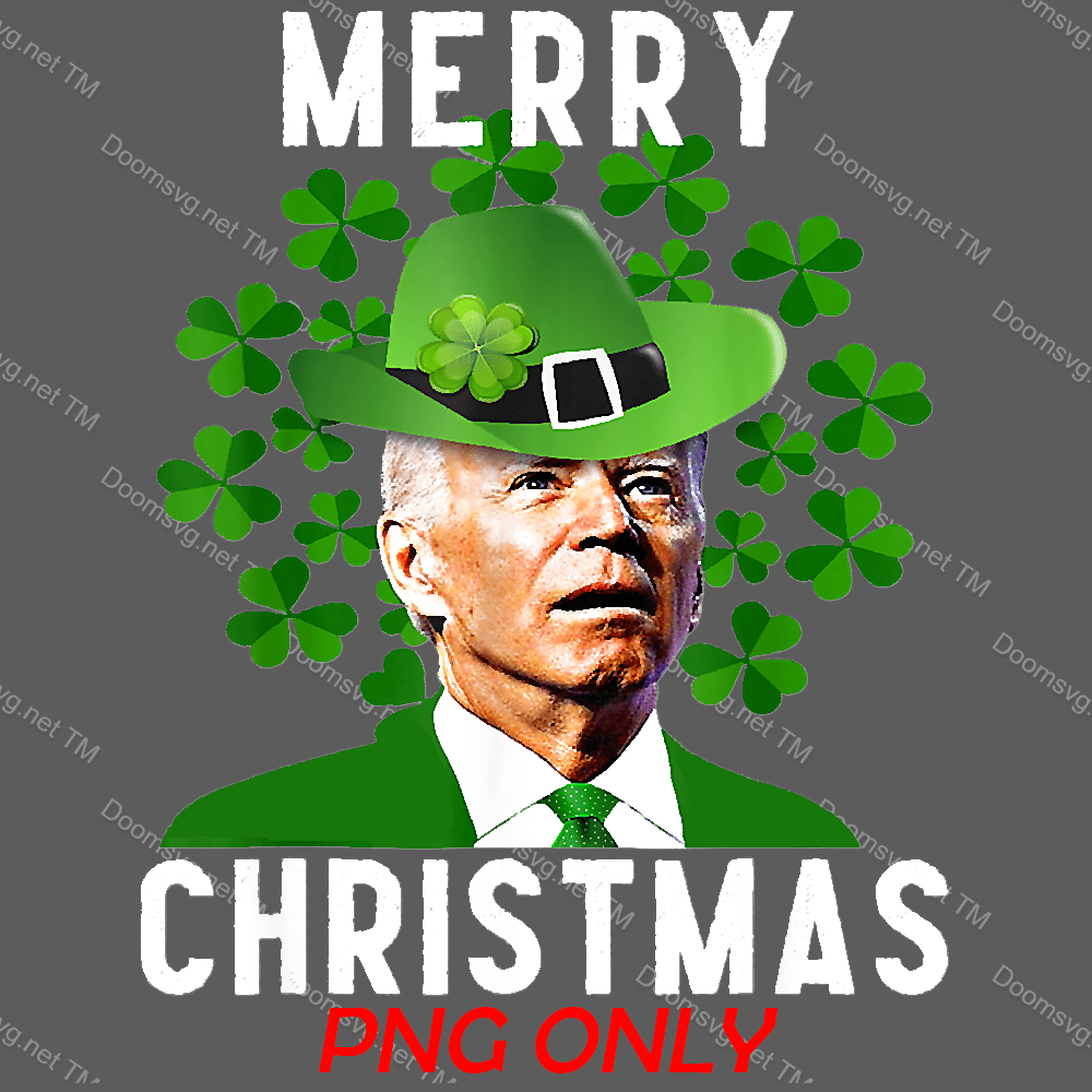 Funny Joe Biden Merry Christmas Confused St Patricks Day.png free svg doomsvg