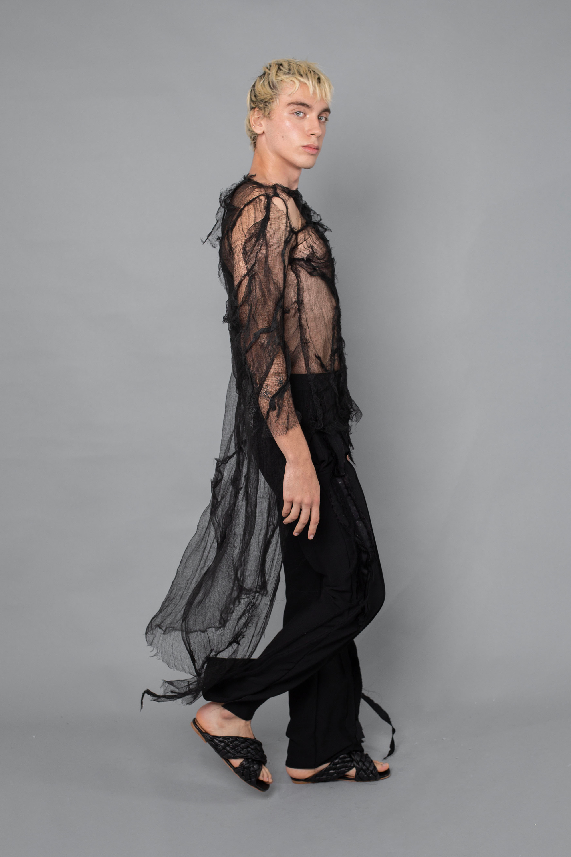 Black Cotton Gauze Blouse