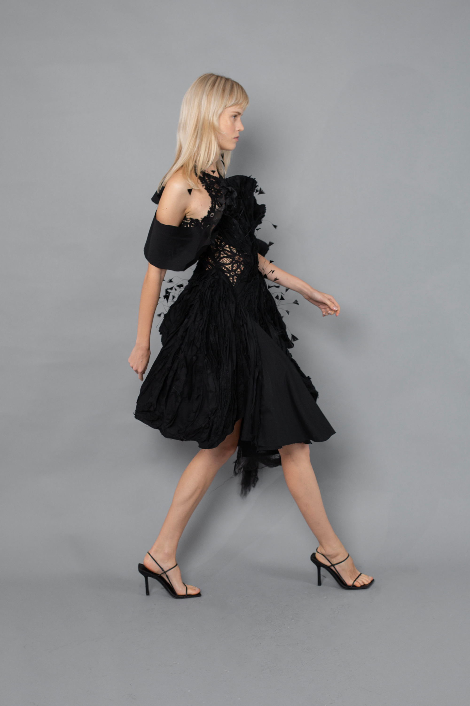 Black Cotton Mini-Dress