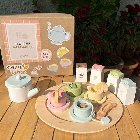 wooden tea cup set for children's to play.