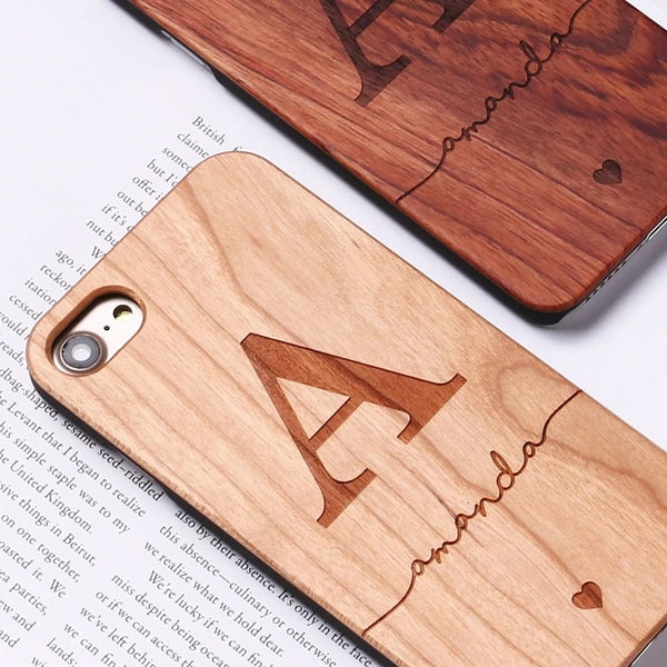 Coque en bois avec nom personnalisé pour iPhone SE 3 (2022)