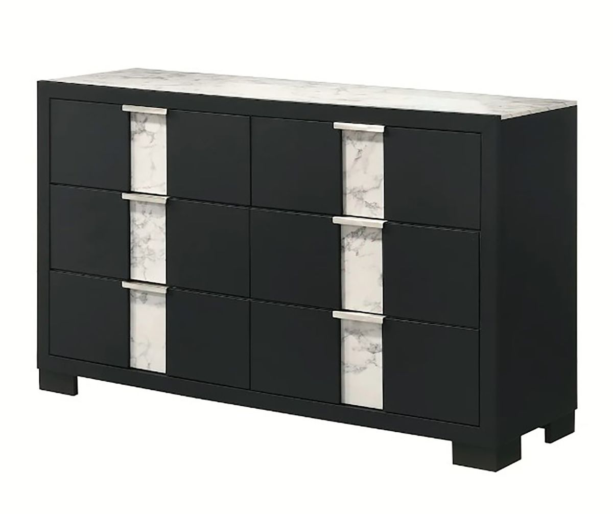 Crown Mark Furniture Rangley 6 Drawer Dresser in Black
