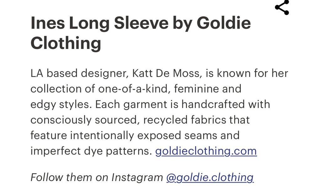 GLAMOUR | SUSTAINABLE CLOTHING | GOLDIE CLOTHING