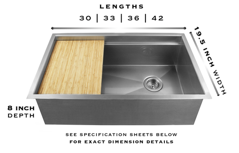 Legacy undermount stainless steel sink specs