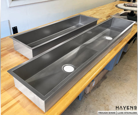 Custom stainless steel trough sink by Havens Luxury Metals