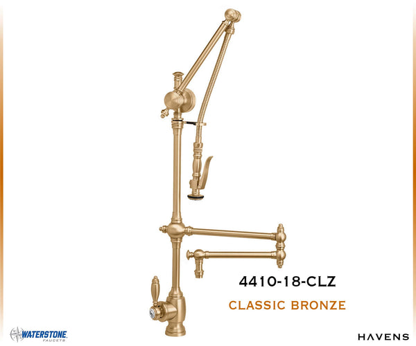 Waterstone Traditional Gantry Pulldown Faucet – 18″ Articulated Spout